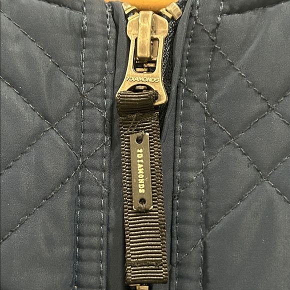 7 Diamonds Navy Full Zip Quilted Bomber Jacket Coat - Size Medium - Picture 6 of 9